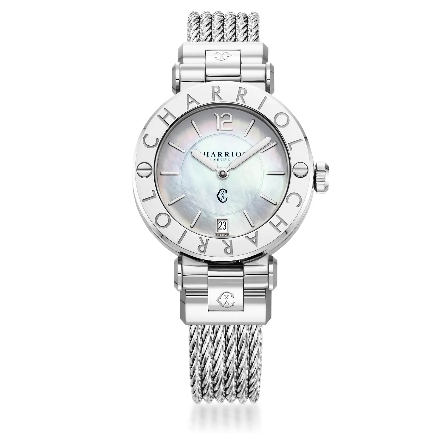 NAVIGATOR CRUISE, 36MM, QUARTZ CALIBRE, MOTHER-OF-PEARL DIAL, "CHARRIOL CHARRIOL" BEZEL, STEEL CABLE INTERCHANGEABLE BRACELET - Image 4