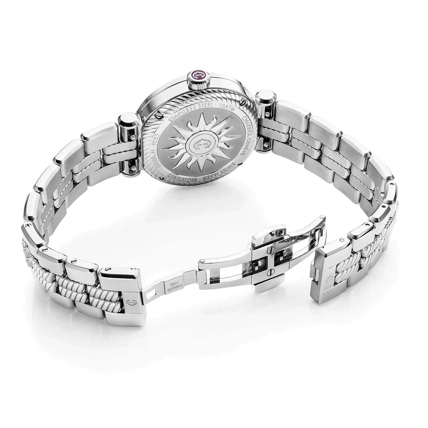 NAVIGATOR CRUISE, 36MM, MOONPHASE QUARTZ CALIBRE, AVENTURINE PRINTED WITH 11 DIAMONDS DIAL, STEEL WITH 30 DIAMONDS AND 6 SCREWS BEZEL, METAL INTERCHANGEABLE BRACELET - Image 3