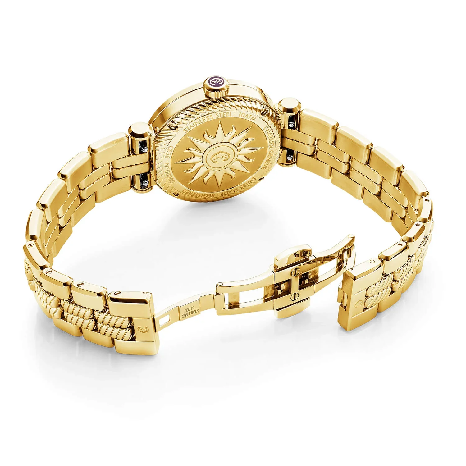 NAVIGATOR CRUISE, 36MM, QUARTZ CALIBRE, WHITE MOTHER-OF-PEARL WITH 12 ROMAN FIGURES DIAL, STEEL YELLOW GOLD PVD WITH 30 DIAMONDS & 6 SCREWS BEZEL, METAL YELLOW GOLD PVD INTERCHANGEABLE BRACELET - Image 2