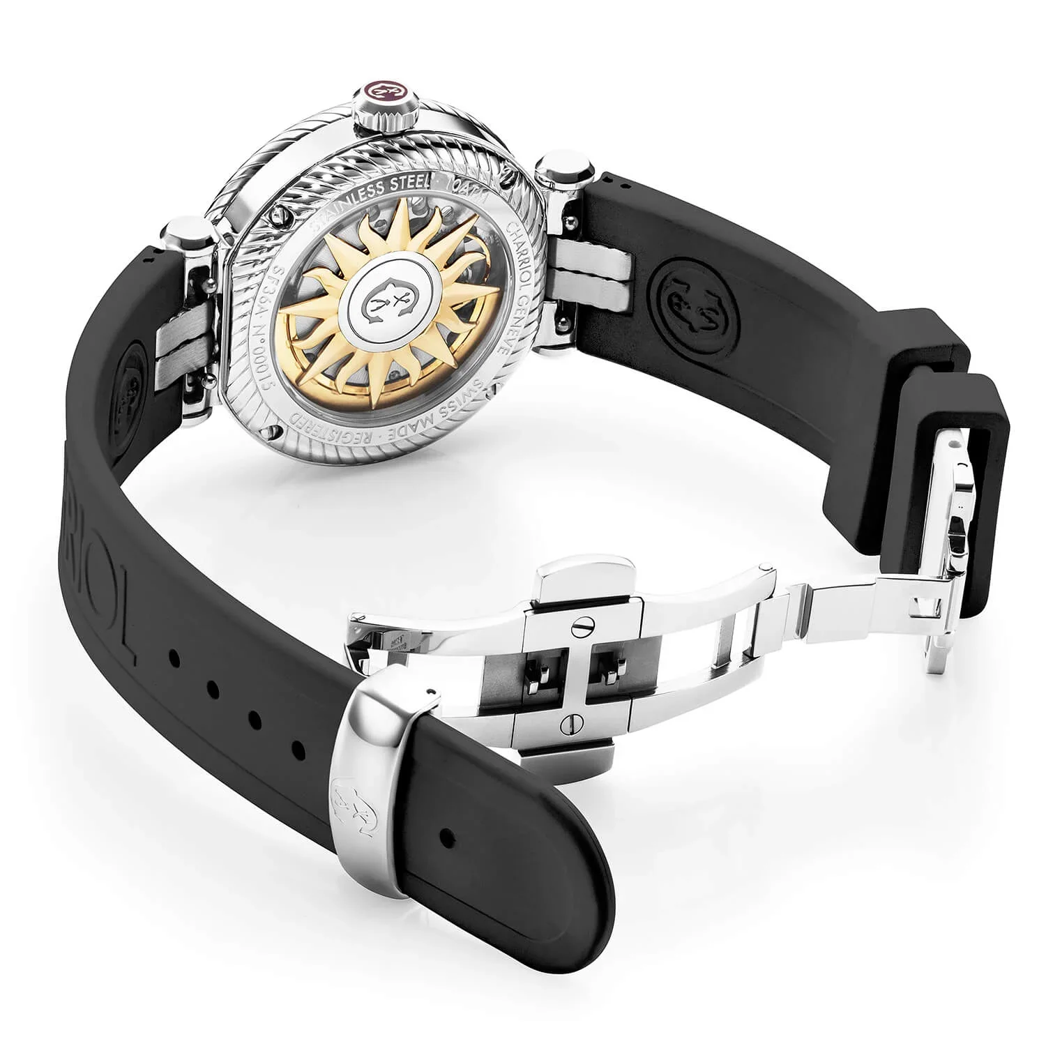 NAVIGATOR SURF, 36MM, AUTOMATIC CALIBRE, BLACK AND SILVER WITH LUMINOVA DIAL, BLACK UNIDIRECTIONAL BEZEL WITH 1 DIAMOND, BLACK RUBBER INTERCHANGEABLE BRACELET - Image 2
