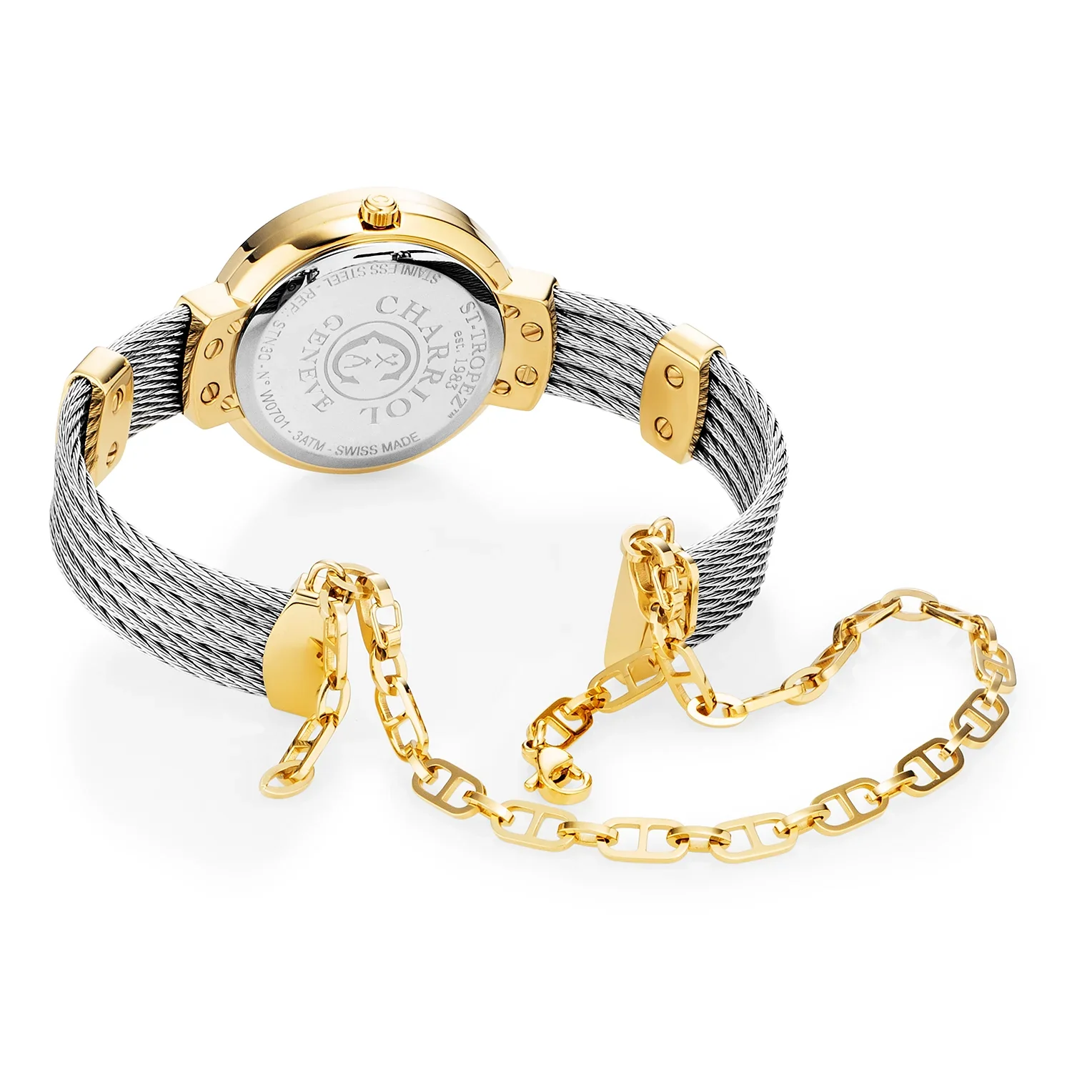 ST TROPEZ, 30MM, QUARTZ CALIBRE, MOTHER-OF-PEARL DIAL, MOTHER-OF-PEARL WITH 8 DIAMONDS BEZEL, STEEL CABLE BRACELET - Image 3